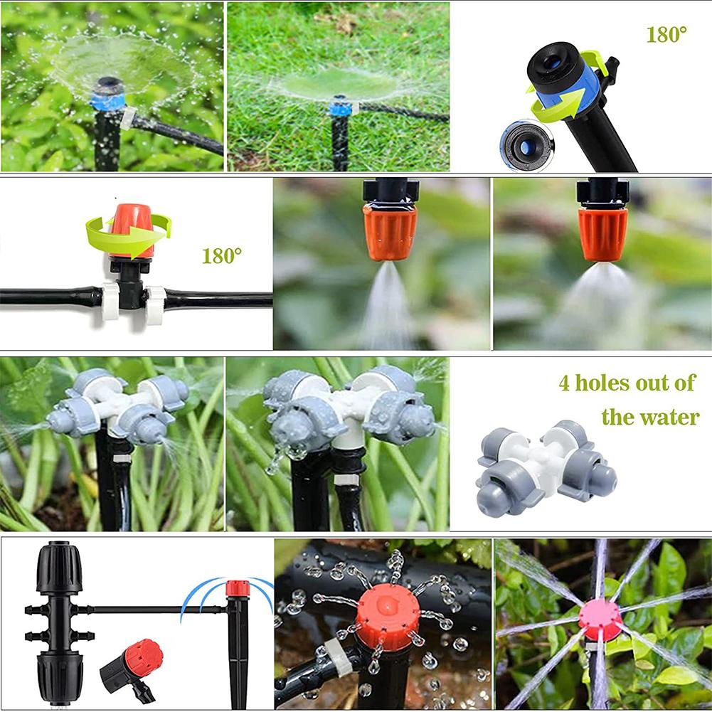 200FT Automatic Irrigation System with 1/2 Inch Hose 1/4 Inch Distribution Tubing Automatic Garden Watering Misting System