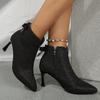 Fashion Plus Size Women's Short Boots 2025 Autumn and Winter Bow Sequined High-heeled Cotton Booties Pointed Stiletto Fashion Boots.
