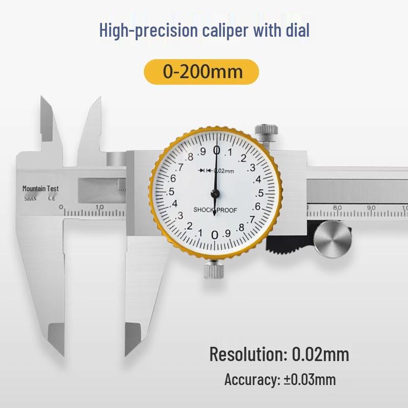 Mountain Measurement High Precision Vernier Caliper, Stainless Steel, 0-300mm with Oil-Marked Scale. Stainless Steel