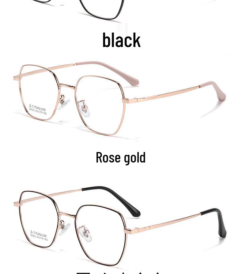 Fashionable Retro Metal Myopia Glasses Frame with Ultralight Polygonal Full Rim Plano Lenses