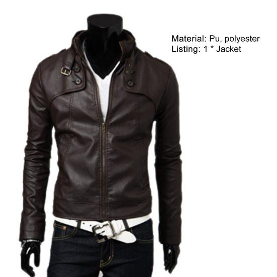Men Jacket Great Wear-resistant Pockets Coat Faux Leather Autumn Coat Men Coat for Motorcycling