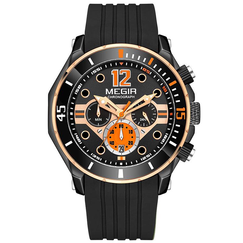 Fashion Waterproof Quartz Watches for Men Luxury Military Sport Chronograph Wristwatch with Silicone Strap