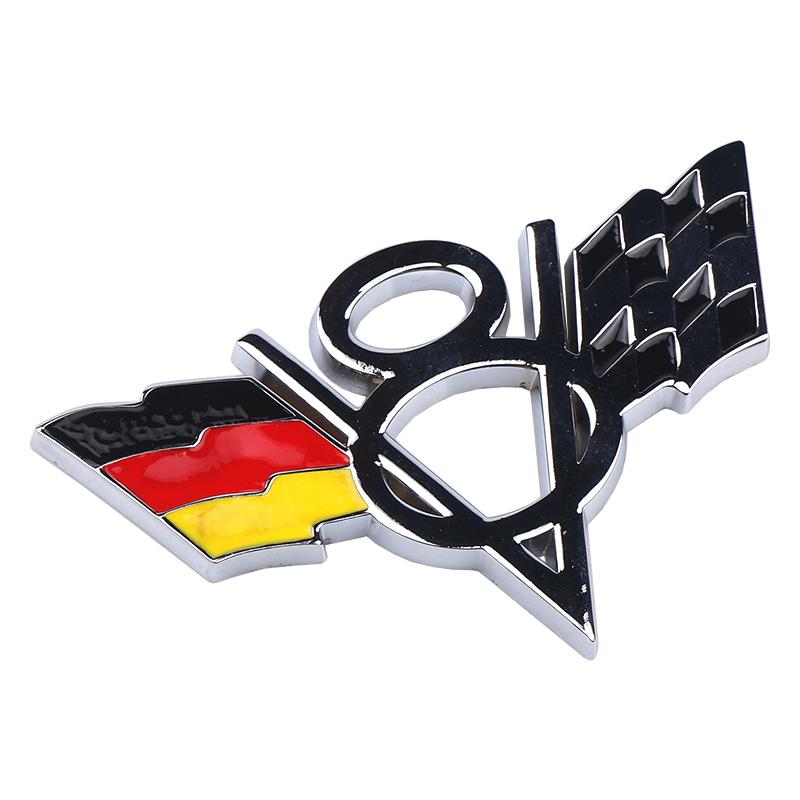 1Pc 3D Metal V8 Emblem American Germany Racing Flag Badge Car Body Rear Trunk Decoration Sticker Side Fender Decal Auto Accessories