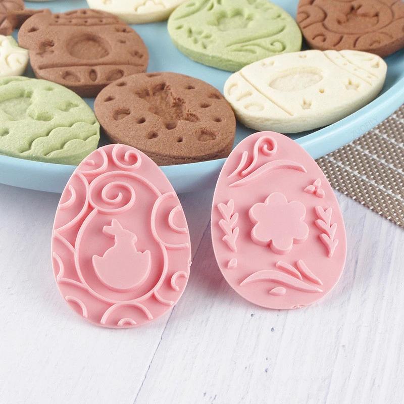 9Pcs Easter Bunny Cookie Cutters Jar Sauce Chocolate Stamp Mold Rabbit Egg Biscuit Fondant Embosser Mold Cake Decor Baking Tools