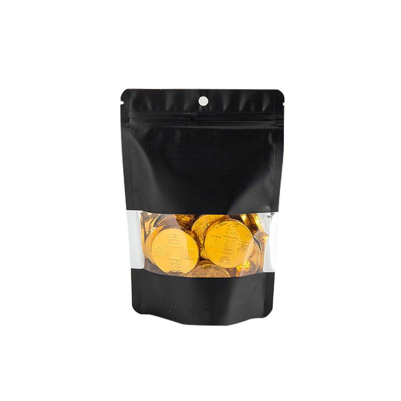 Custom Print Smell Proof Small Mini Ziplock Stand up Pouch Packet Sachet Matte Black Packaging Mylar Bags with Window