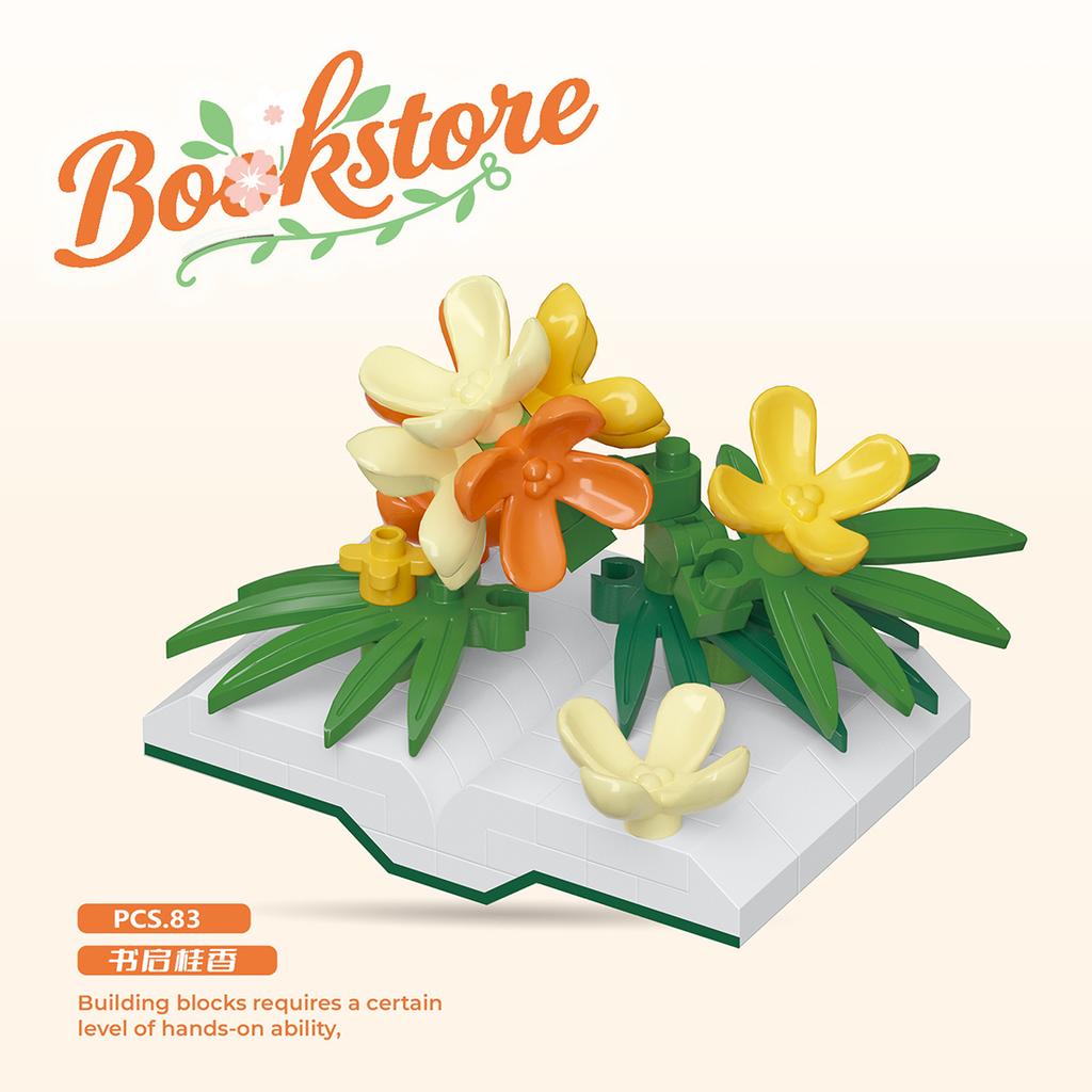 Creative Plastic Flowers Book Series Micro Building Blocks Educational Kids Toys Desktop Decoration Gift for Mother's Day