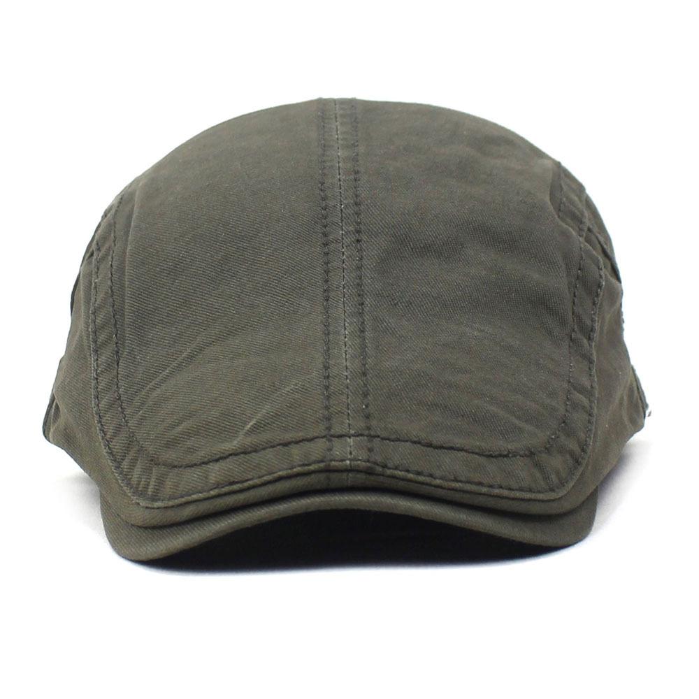 New Men's Cotton Hat Solid Color Beret Bent Brim Cap Summer Visor