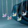S925 Silver Swan Necklace for Women Multicolor Crystal Clavicle Chain Fashion Jewelry