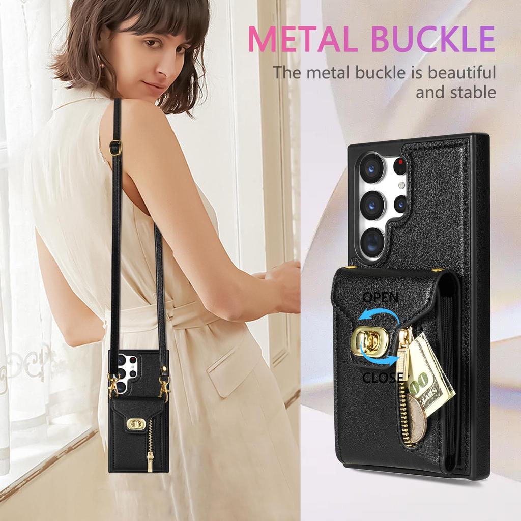 Samsung Side Zipper Lanyard Phone Case with Card Protection - A54 S23FE