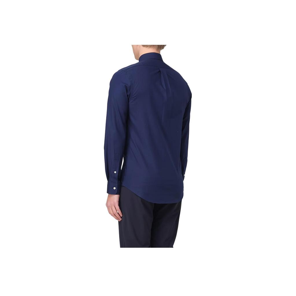 Polo Ralph Lauren Solid Color Polo Collar Slim Fit Long Sleeve Shirt Men Shirts Navy-Blue 710928254001-001