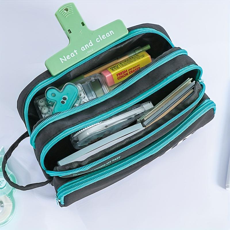 1pcs Slogan Fighting 3-Layer Large Capacity Pencil Case Portable Handle Durable Color Pen Bag Dirty Resistant Pouch A3210