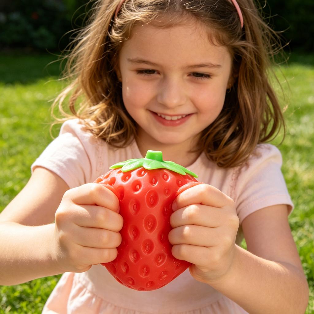 Oversized Soft Strawberry Shaped Stress Relief Ball Novelty Adult Gift Giant Toy for Office Home Decor Relaxation