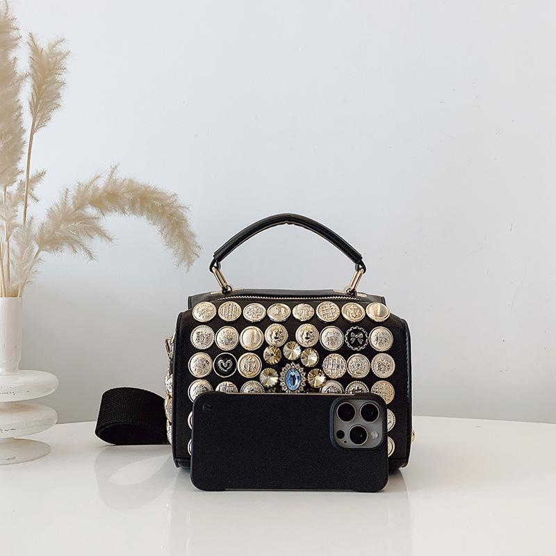 Bags Women's Bag 2025 New European and American Fashion Button Personalized Handbag Wide Shoulder Strap Crossbody Pillow Bag Tide
