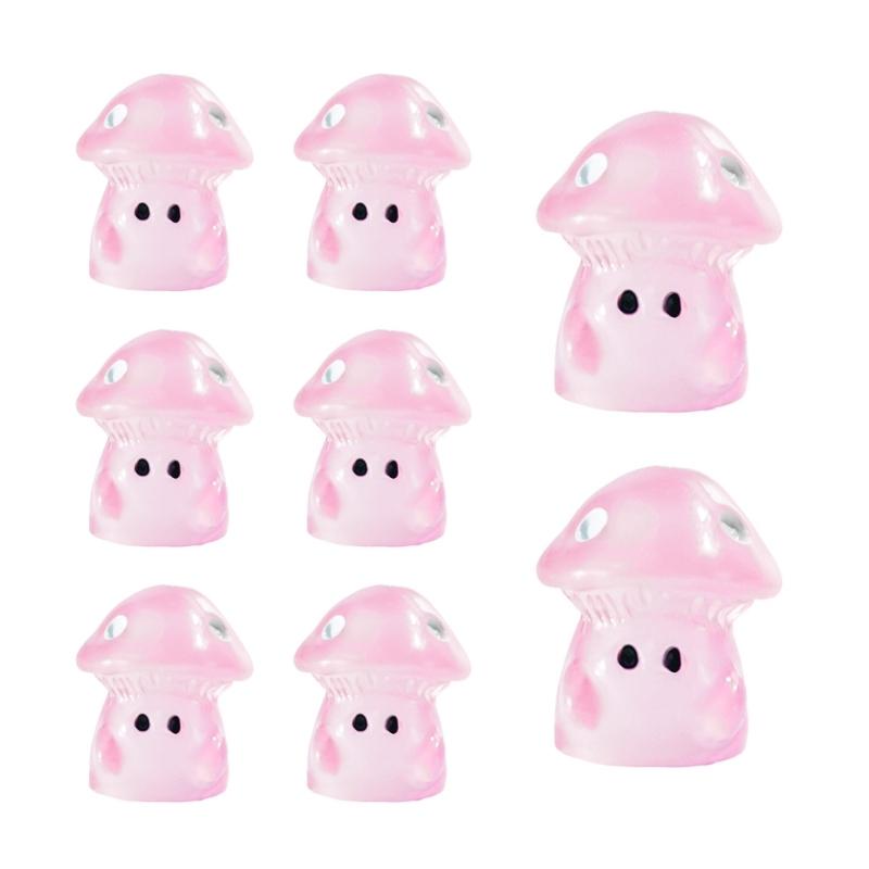 100Pcs Luminouses Resins Miniature Mushroom Glowing In Dark Miniature Mushroom DIY for Garden Decorations