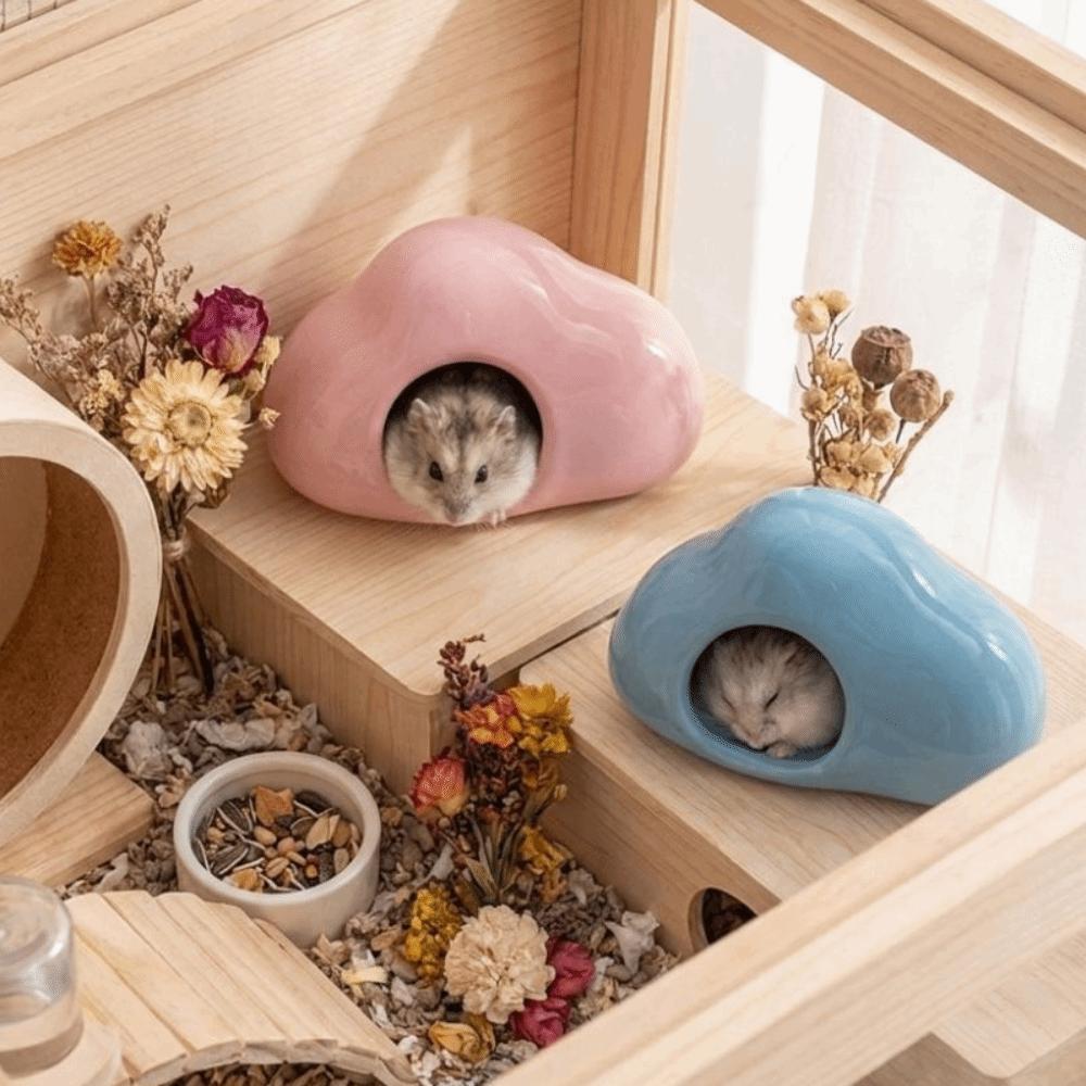 Non-Slip Ceramic Hamster Nest Smooth Surface Hamster Cooling House  Summer Cooling