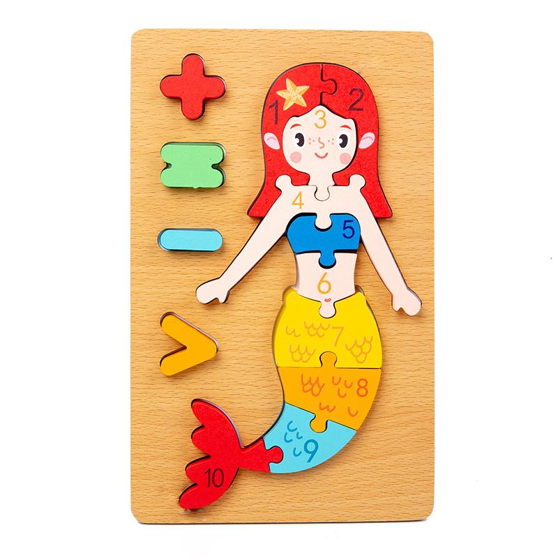 Wooden Early Education Cognitive Children Educational Toys Building Block Animal Traffic Shape Matching 3d Three-dimensional Puz