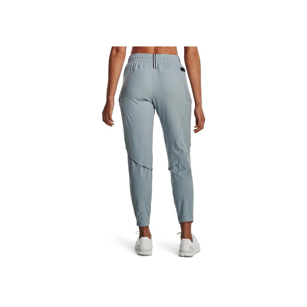 Under Armour Solid Color Logo Embroidered Elastic Waist Straight Leg Sports Pants Women Pants Blue 1379018-465