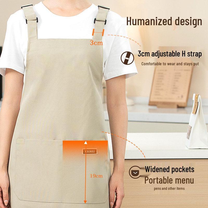 Custom Logo Waterproof Kitchen Apron - Embroidered, Oil-Proof, Long Waist Design for Catering