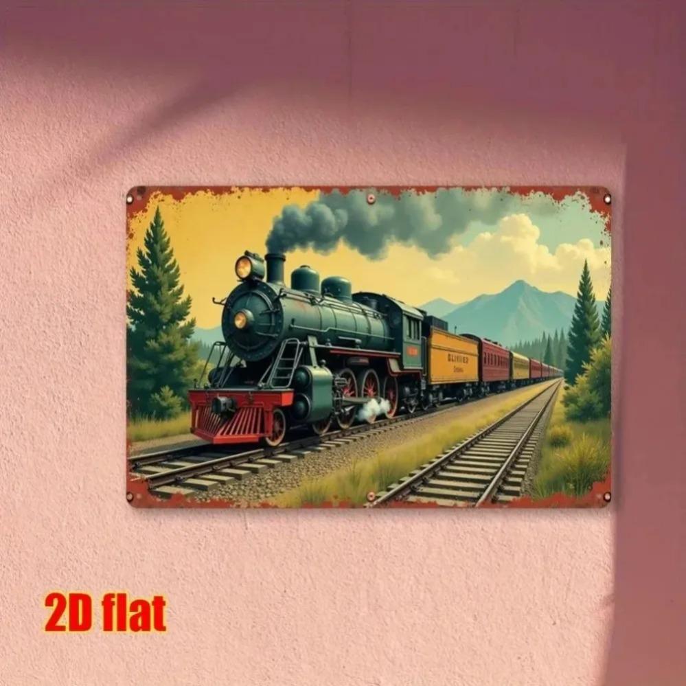 Vintage Southern Railroad Metal Sign - 2D Rustic Train Mountain Art for Home Living Room Decor