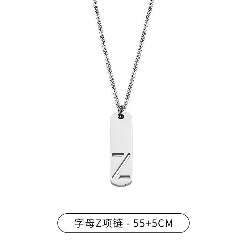 HNSP 316L Stainless Steel Initial Pendant Chain Necklace For Men Letter Tags  Accessories