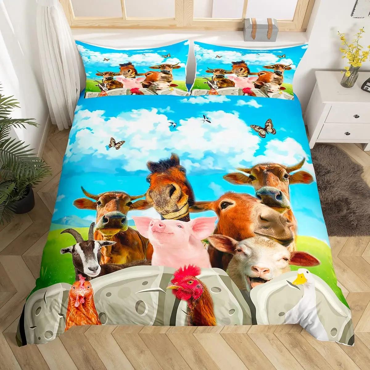 

Comforter Rooster Chicken Rooster And Hen Domestic Farm Animals In Abstract Colors Vintage Country King Size Comforter (quilt)-EU Single(135*200cm)3pcs