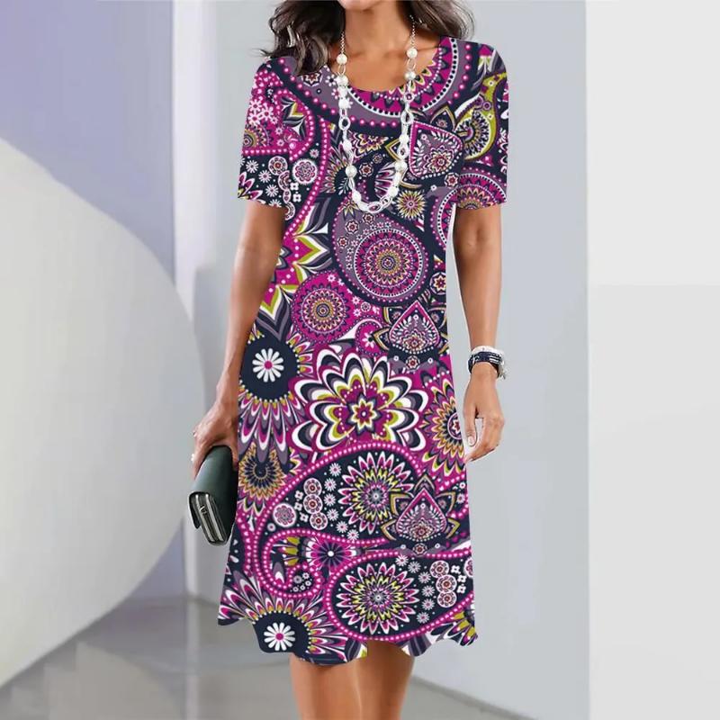 

Patterns Women Mini Dresses Summer Short Sleeve Printed Plus Size Casual Comfortable Soft Dress 3D Print 8XL