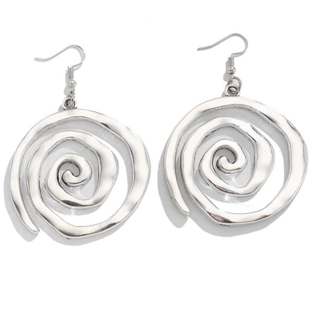 Bohemia Fashion Sliver Color Thread Vortex Symbol Dangle Earrings for Women Simple Retro Beach Mermaid Earrings Jewelry Gifts