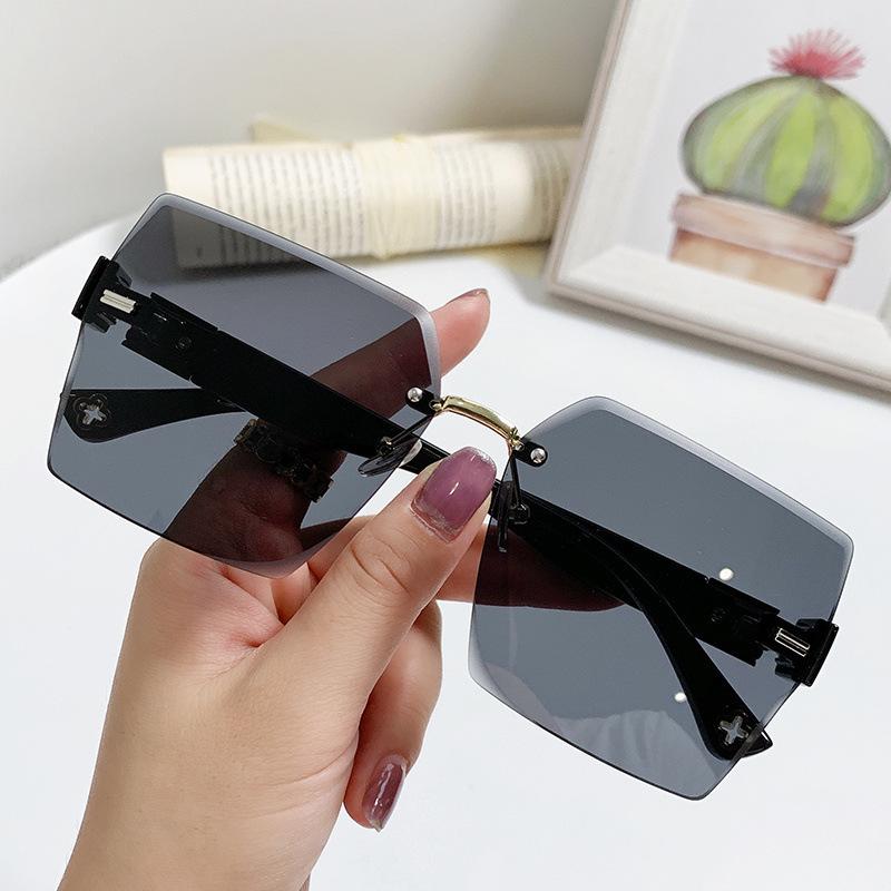 Trimmed Sunglasses Sunglasses Frameless Square Women'S High-End Trendy Glasses