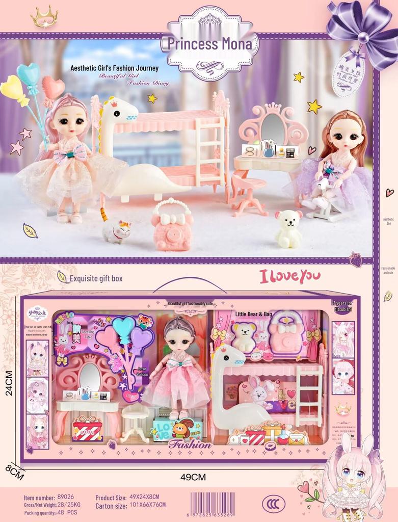 Princess Barbie Doll Role-Playing Toy Gift Box for Girls