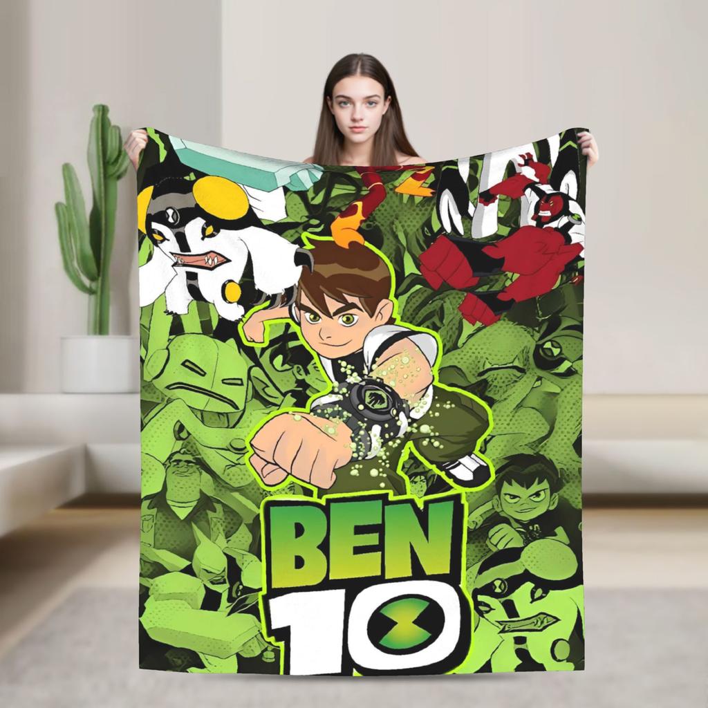 Ben 10 Alien Blanket Soft Aesthetic Plush Throw Blanket For Kids Adult Living Room Flannel Bedspread Bed Cover