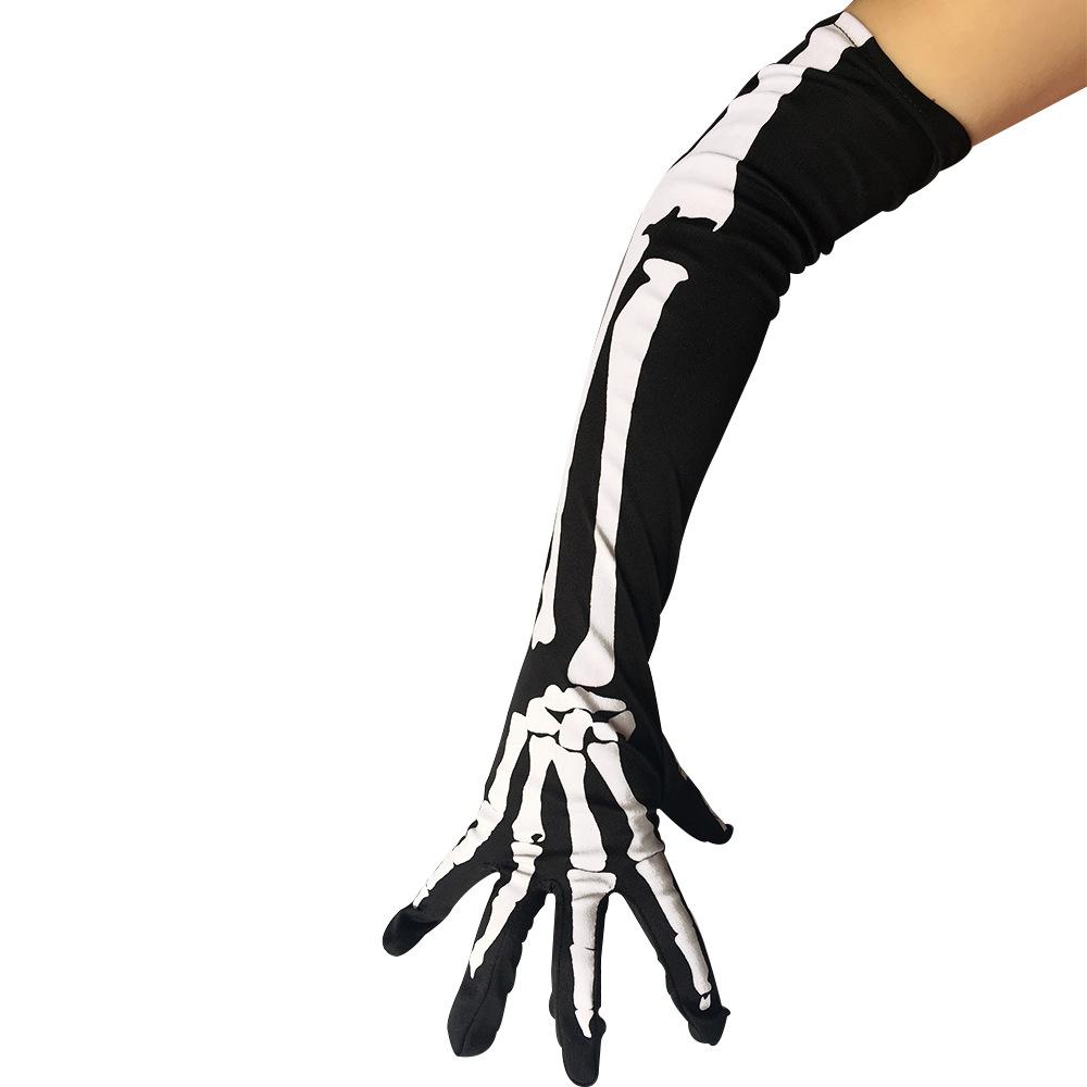 Halloween Products Skeleton Gloves Long Ghost Gloves Show Costume Bones