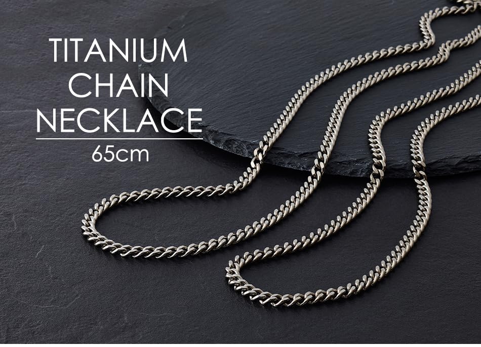 Phiten Titanium Chain Necklace, 65cm, Made with Pure Titanium, Silver, Accessory, Curb Chain, Length 40-65cm, Men's and Women's