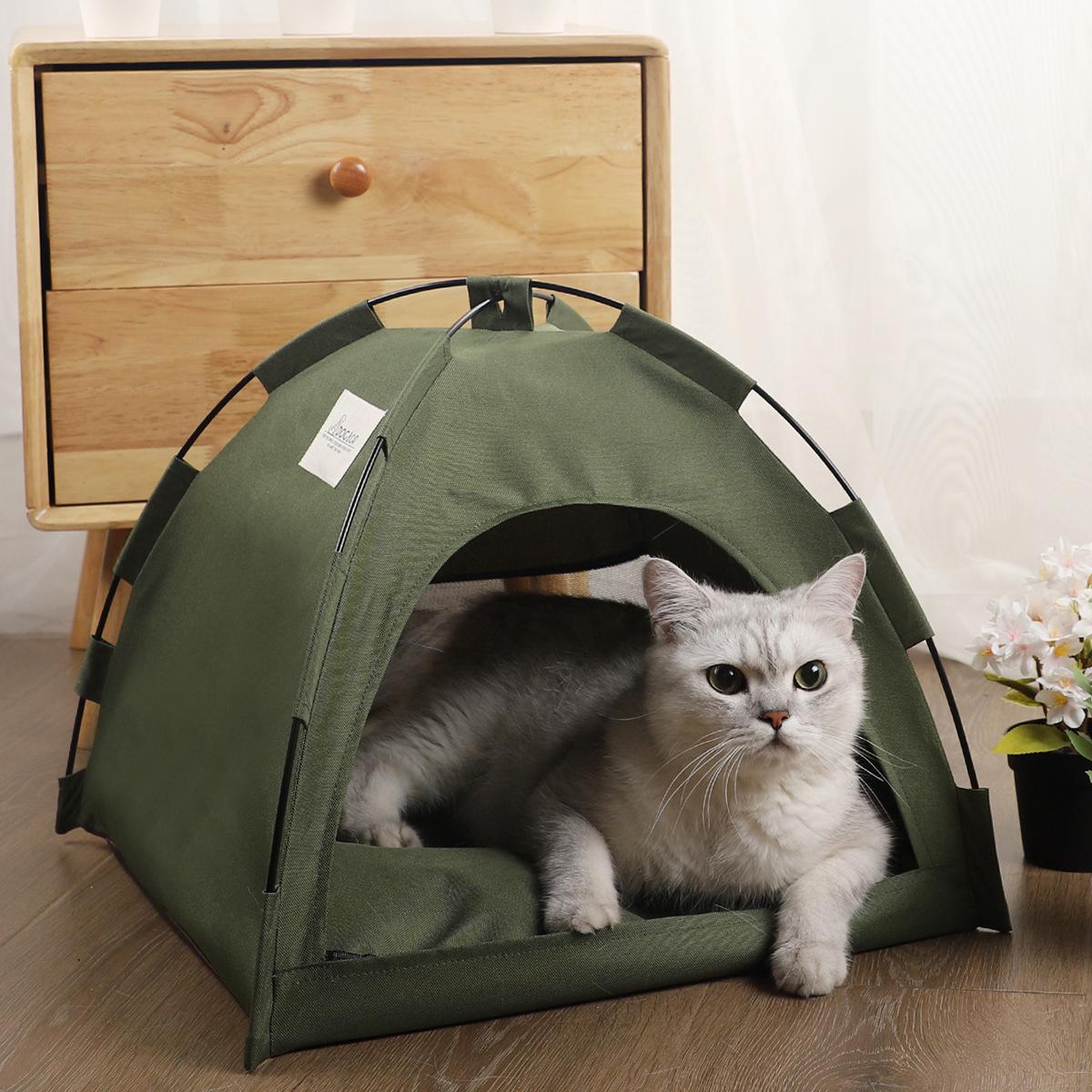 Foldable Summer Cooling Mat and Tent for Pets – Breathable, Solid Color Design blu/colore grigio
