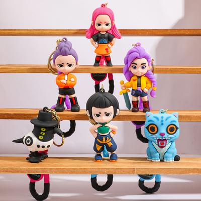KPOP Klíčenka Lovci démonů, Dárky na párty PVC klíčenka s postavičkou, Roztomilý klíčenka ve stylu Harajuku pro děti, fanoušky, Halloweenská dekorace