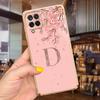 For Samsung Galaxy A12 Case Luxury Black Pink Couple Letters Cover Soft Fundas Phone Case For Samsung A12 F12 M12 F62 M62 Bumper