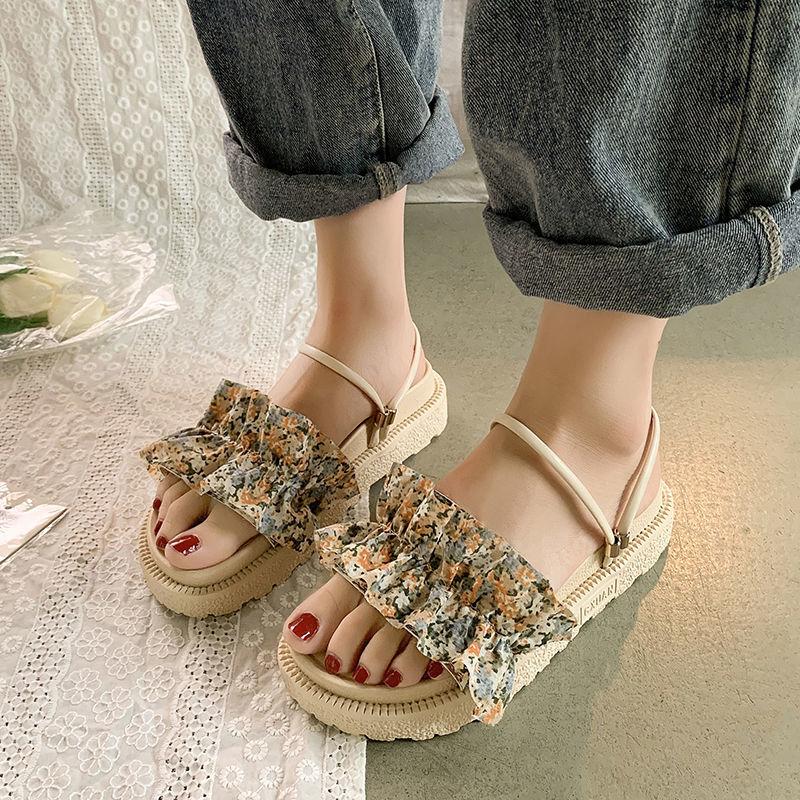 Roman Style Outdoor Open Toe Woman Shoes Round Tip Platform Sandals for Women Luxury 2025 Summer on Offer Footwear Korea Sandal
