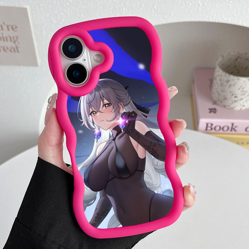 

HSR Bronya Wavy Edge TPU Mobile Phone Case for iPhone 17 16 15 14 13 12 11 Air Pro Max Plus Colorful Cover iPhone 14 Pro Max