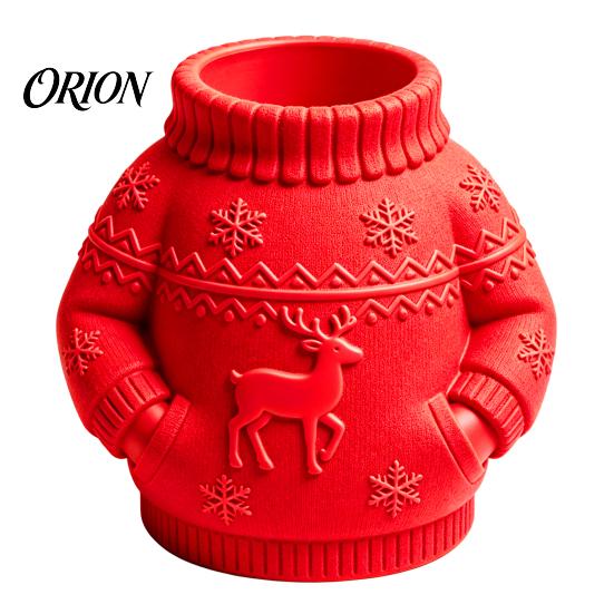Cute Festive Gift for Women 3D Printed Sweater Pen Holder, Creative Desk Organizer with Elk Snowflake Relief Home Durable Holder Office School