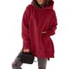 Long Sleeve Hooded Padded Women's Sweatshirt Solid Color Pocket Loose Hooded Sweatshirt Plus Size Women