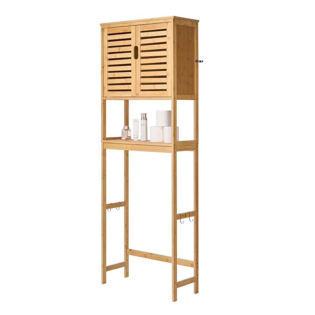 Bamboo Over The Toilet Storage Cabinet with Adjustable Shelf 68.9" H