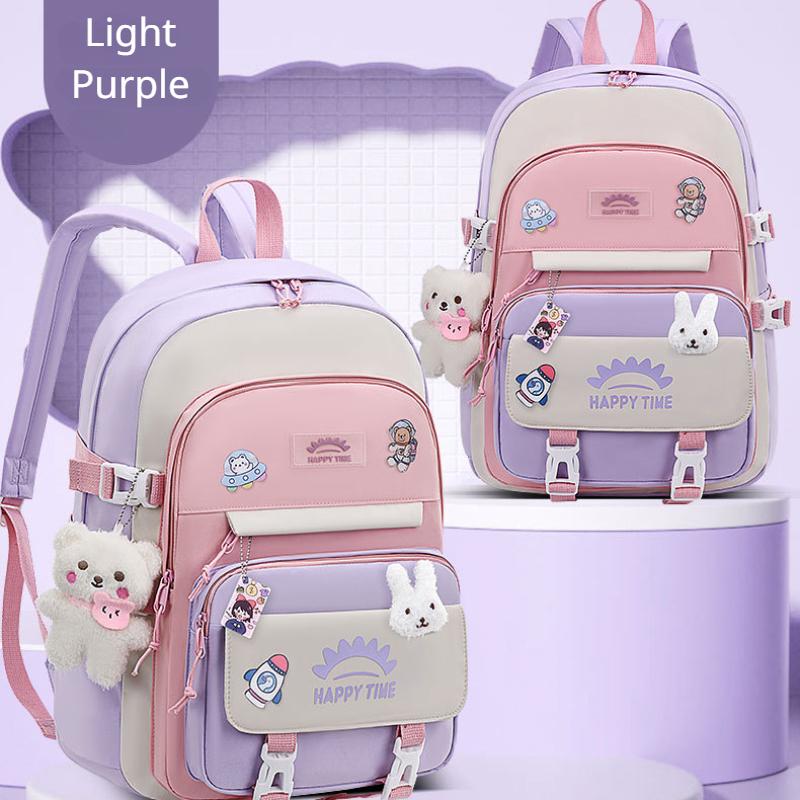 Geantă de mână în stil colegial proaspăt cu mozaic, rucsac super ușoară cu protecție a coloanei vertebrale, ghiozdan drăguț de desene animate pentru elevi și băieți