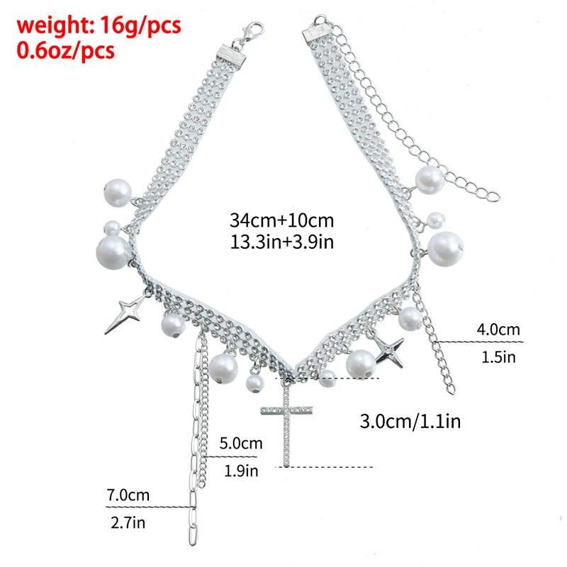 Fashion Elegant White Pearl Collar Choker Necklace For Women Beaded Handmade Wedding Banquet Night Club Necklace Vintage Jewelry