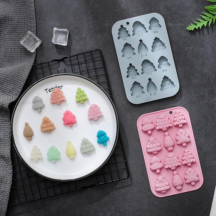 12-piece Set Of Festive Christmas Tree Shaped Baking Molds Perfect For Holiday Cakes And Chocolates
