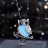 1pc JXMYBA Artificial Crystal Owl Pendant Necklace, Amethyst Rose Quartz Faux Gemstone Lucky Jewelry, Women'S Handmade Stone Pendant with Artificial F