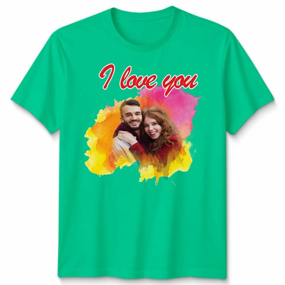 Custom Photo Personalised I Love You Couple Unisex Tshirt Valentines Gift S