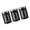 Conjunto de 3 Peças Elegante de Potes Herméticos com Tampa Transparente para Café, Açúcar, Aço Inoxidável, Organização de Potes de Armazenamento para Cozinha