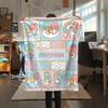 1PC Sanrio Puzzle Print Flannel Blanket, High quality All Seasons, Home Decor, Warmth and Comfort, Perfect for Christmas Gifts