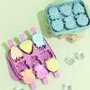 6-Hole Ice Cream Mold Multicolor Silicone Popsicle Molds Fruit Animal Sea Animal Homemade Dessert Ice Pop Cube Maker
