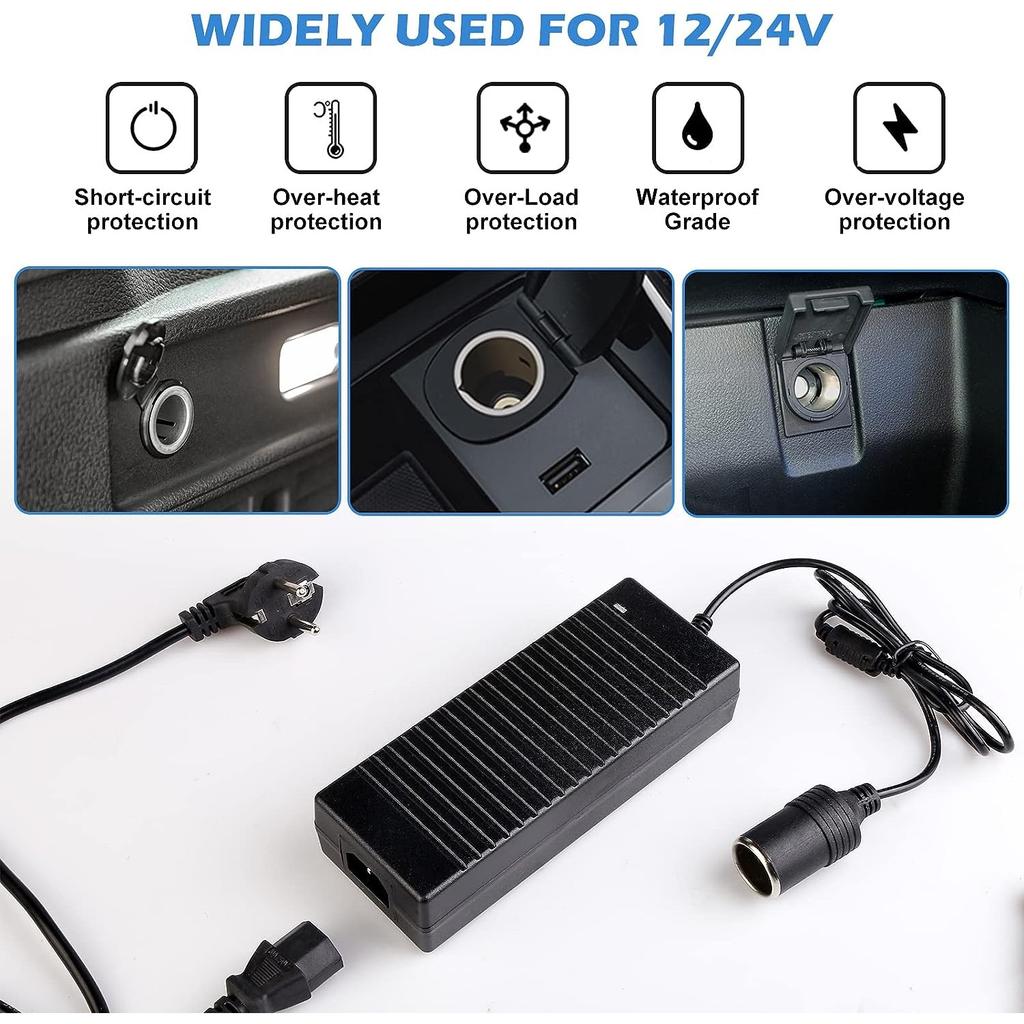 Acheter Convertisseur d'adaptateur d'alimentation de voiture Convertisseur  de tension 230 V à 12 V Adaptateur pour glacière Redresseur avec prise  allume-cigare pour lampes LED et ventilateurs