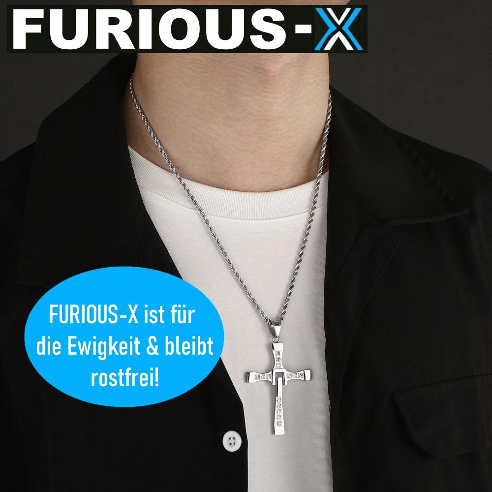 FURIOUS-X Fast Furious Vin Diesel Dominic Toretto Cross Necklace STAINLESS STEEL